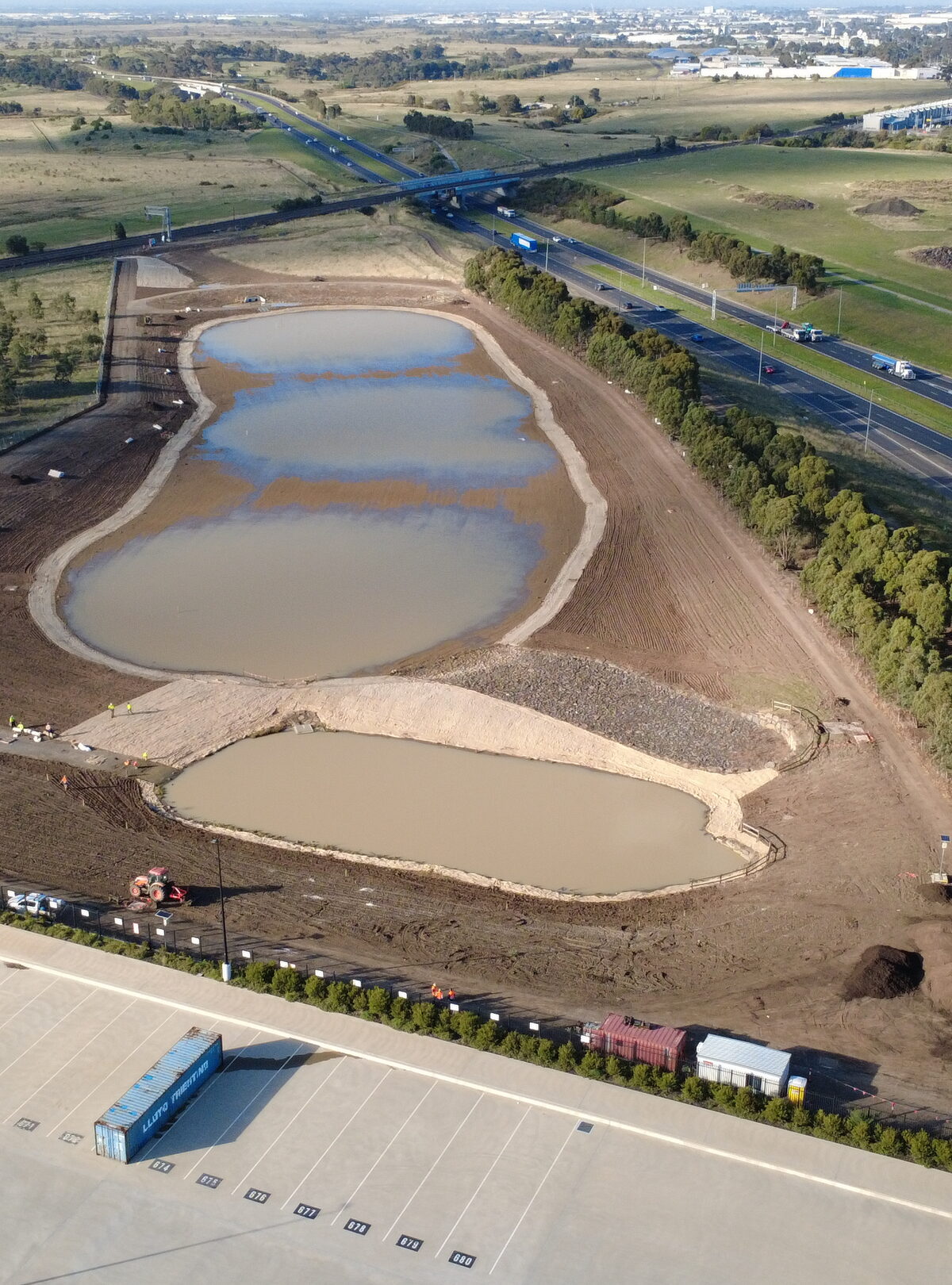 Aerial view of the Amaroo reserve and restored basin